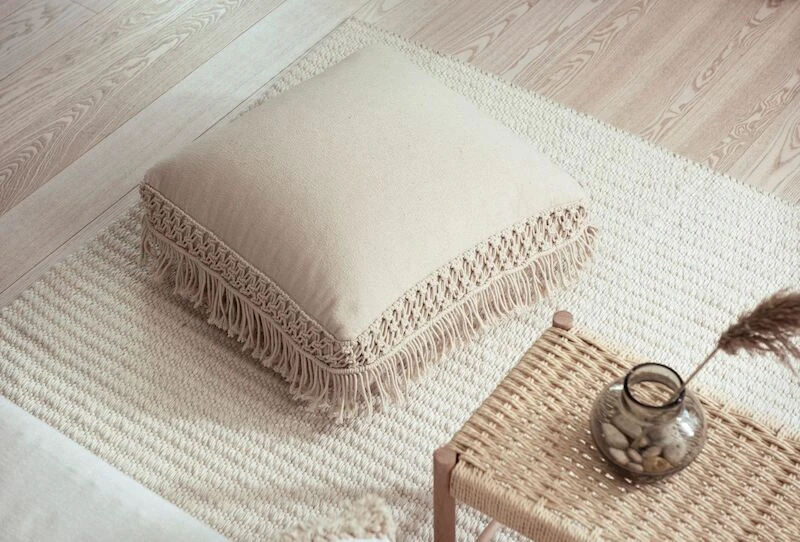 Fanni K Macrame Lattiatyyny 60x60 Cm Luonnonvalkoinen