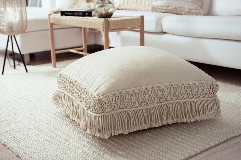 Fanni K Macrame Lattiatyyny 60x60 Cm Luonnonvalkoinen - Image 6