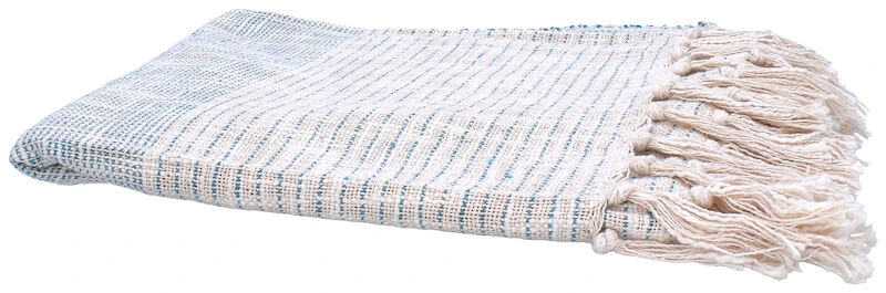 Veke Siksak Raita Torkkupeitto 125x150 Cm LuonnonvÀri/sininen - Image 4