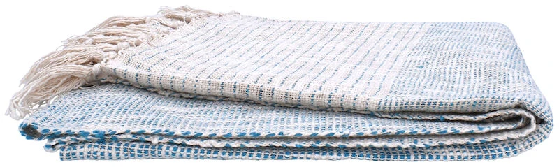 Veke Siksak Raita Torkkupeitto 125x150 Cm LuonnonvÀri/sininen - Image 5