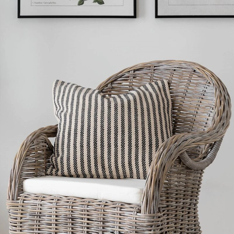 Affari Anna Raidallinen Tyynynpäällinen 50x50 Cm Norsunluu/musta - Image 3