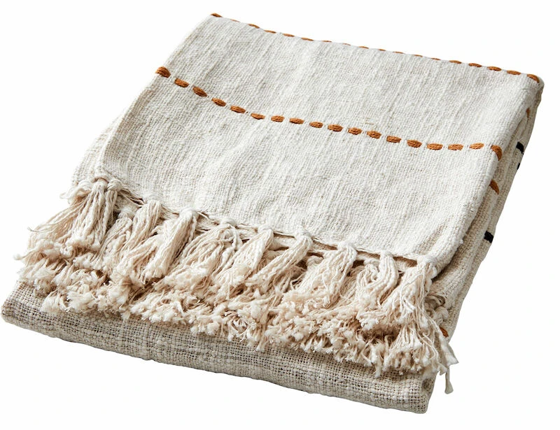 Affari Maja Torkkupeitto Raidallinen 150x125 Cm Luonnonvalkoinen - Image 2