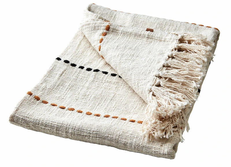 Affari Maja Torkkupeitto Raidallinen 150x125 Cm Luonnonvalkoinen - Image 4