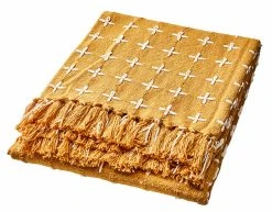 Affari Maja Torkkupeitto 175x125 Cm Sinapinkeltainen/valkoinen