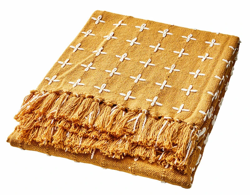 Affari Maja Torkkupeitto 175x125 Cm Sinapinkeltainen/valkoinen