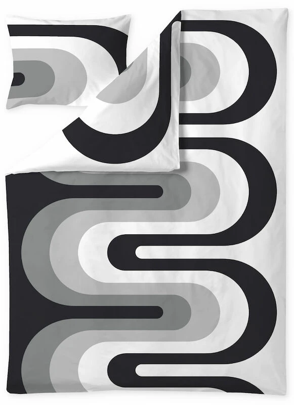 Finlayson Kaista Pussilakanasetti 150x210+50x60 Cm Musta/harmaa/valkoinen - Image 2