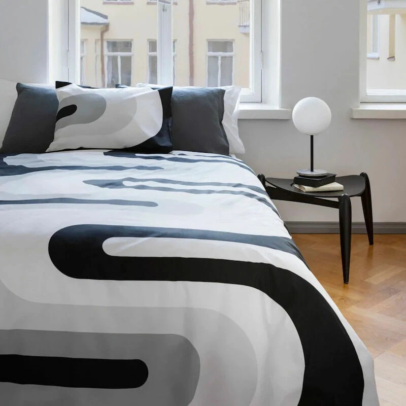 Finlayson Kaista Pussilakanasetti 150x210+50x60 Cm Musta/harmaa/valkoinen