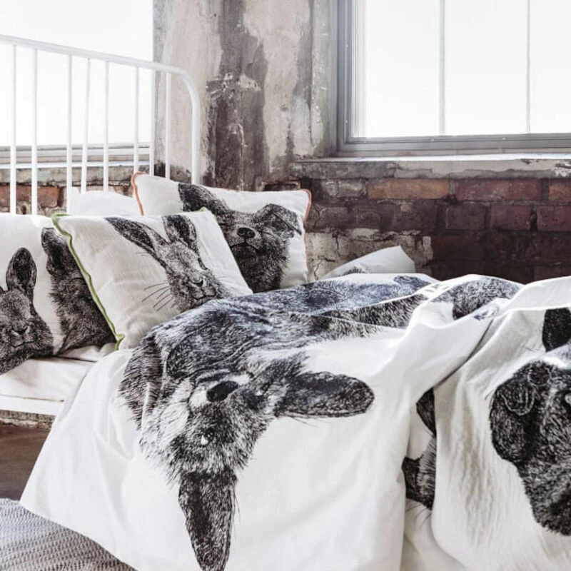 Finlayson Villipedot Pussilakanasetti 150x210+50x60 Cm Musta/valkoinen