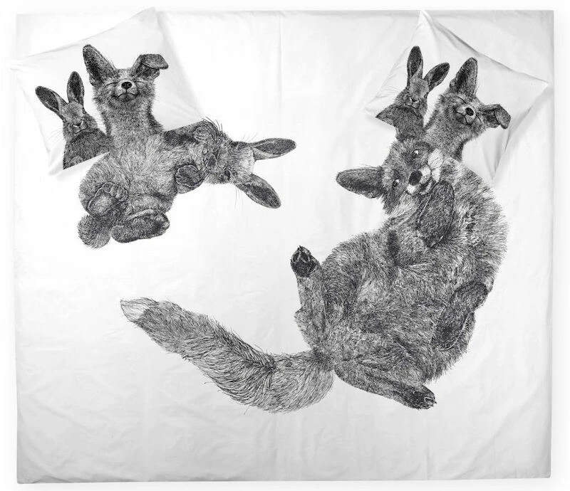 Finlayson Villipedot Parivuoteen Pussilakanasetti 240x210+2x50x60 Cm Musta/valko