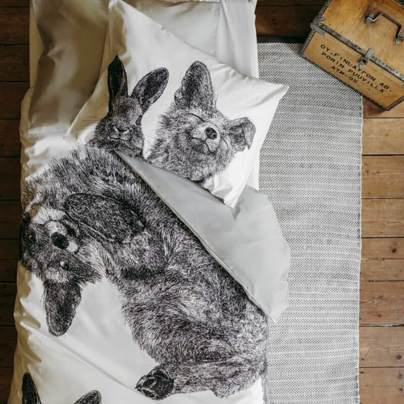 Finlayson Villipedot Pussilakanasetti 150x210+50x60 Cm Musta/valkoinen - Image 2