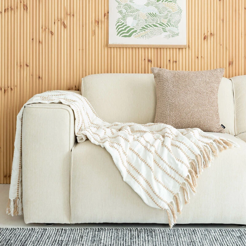 Veke Ketju Torkkupeitto 130x170 Cm Valkoinen/maitokahvi - Image 5