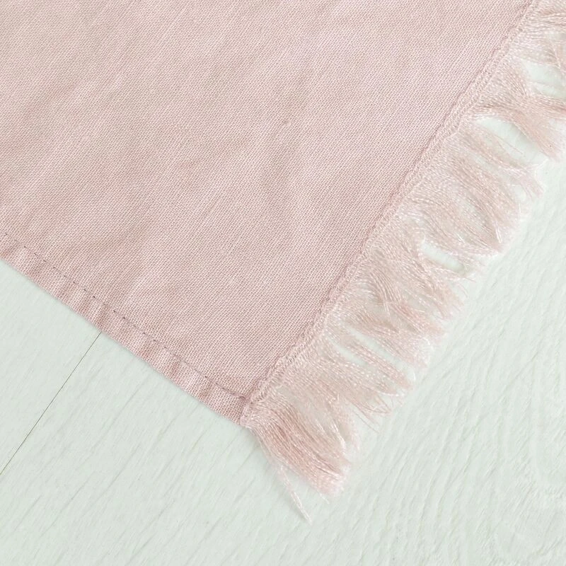 Veke Linnea Pellava Käsipyyhe Hapsuilla 45x90 Cm Vaalea Rosa - Image 5
