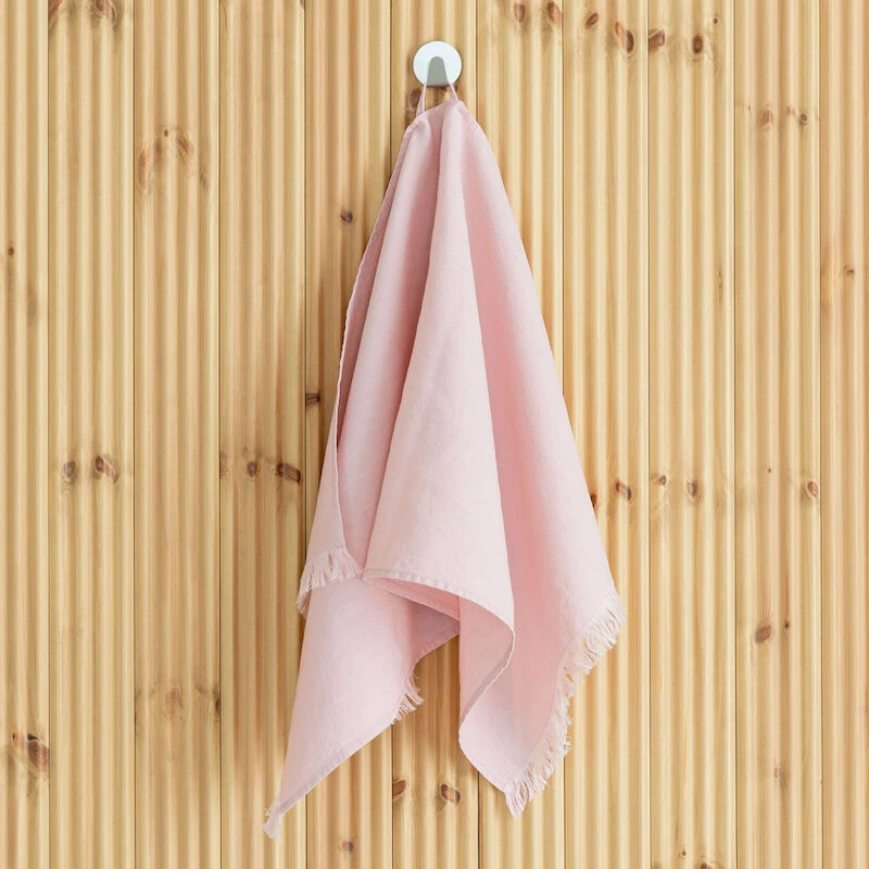 Veke Linnea Pellava Käsipyyhe Hapsuilla 45x90 Cm Vaalea Rosa - Image 3