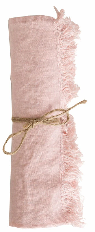 Veke Linnea Pellava Käsipyyhe Hapsuilla 45x90 Cm Vaalea Rosa