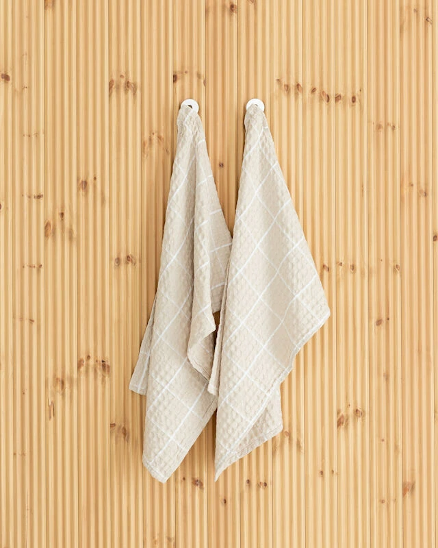 Veke Linni Käsipyyhe 50x70 Cm Hiekka/valkoinen