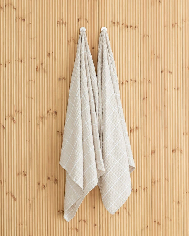 Veke Linni Kylpypyyhe 100x150 Cm Hiekka/valkoinen - Image 3