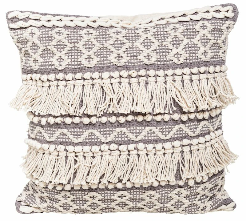 Mattokymppi Riimu Koristetyyny 50x50 Cm Lyhyet Hapsut Harmaa - Image 2