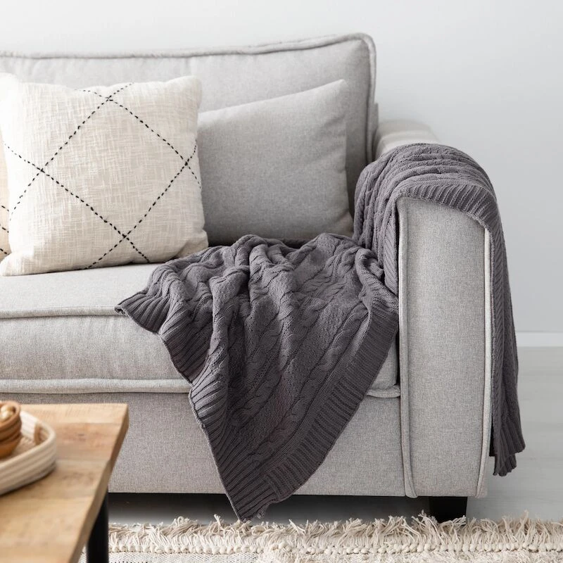 Veke Palmikko Torkkupeitto 130x170 Cm Harmaa - Image 4