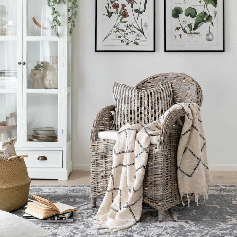 Affari Anna Raidallinen Tyynynpäällinen 50x50 Cm Norsunluu/musta