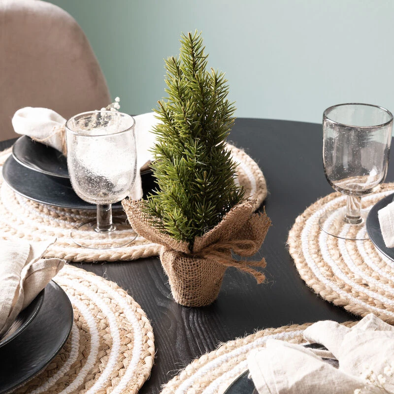 Veke Kieppi Pyöreä Pöytätabletti Ø38 Cm Luonnonväri/valkoinen - Image 2